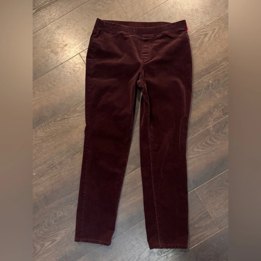 J.Jill Dark Purple Corduroy Pants S Small Pull On‎ Stretch Waist Slim Leg Ankle